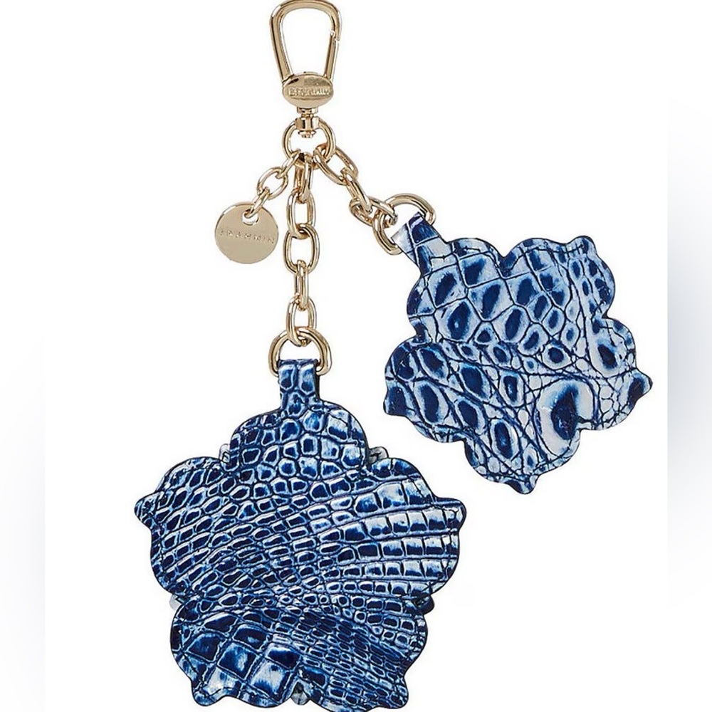 NWT Brahmin Leather Coastal Blue Flower Duo Charm